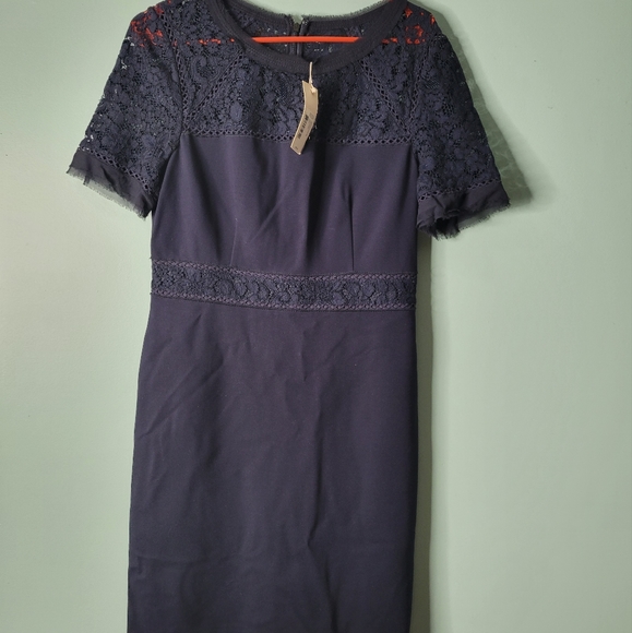 Rebecca Taylor Shirt Sleeve Ponte Lace Navy Dress Size 10 New Dresses Rebecca Taylor Shirt Sleeve Ponte Lace Navy Dress Size 10 New Dresses